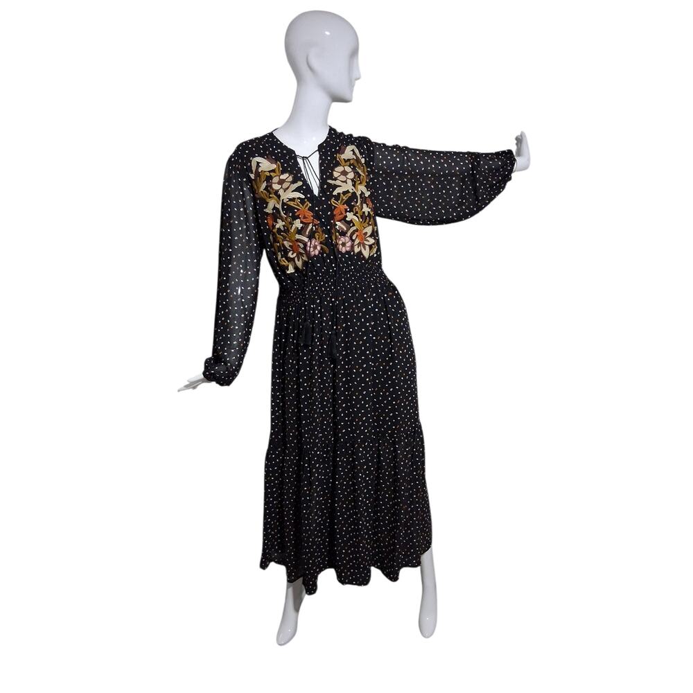 Rusty Dustty Bohemian Women's OXL Flowy Embroidered Whimsy Tassel‎ Maxi Dress
